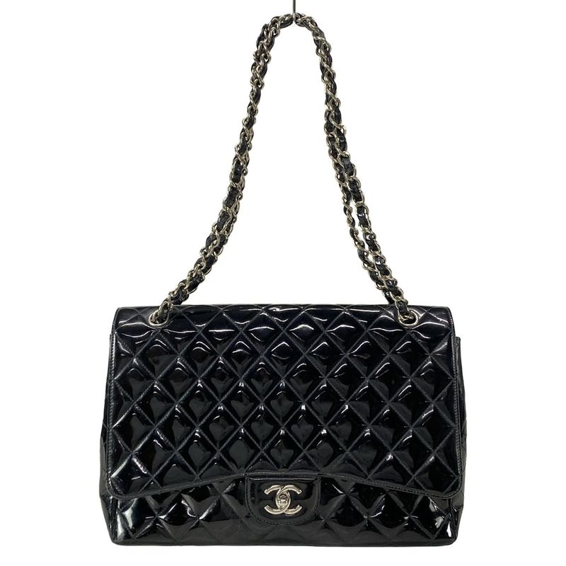 Chanel Shoulder Bag Deca Matelasse Black Coco Mark / Chain Shoulder / Silver
