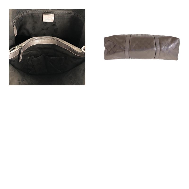 Gucci Imprime Metallic Brown Silver Hardware PVC 223668 Tote Handbag Women