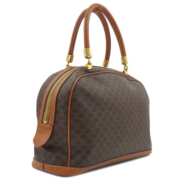 Celine Handbag Macadam Half Moon PVC Leather Brown Gold Hardware Brown Mini