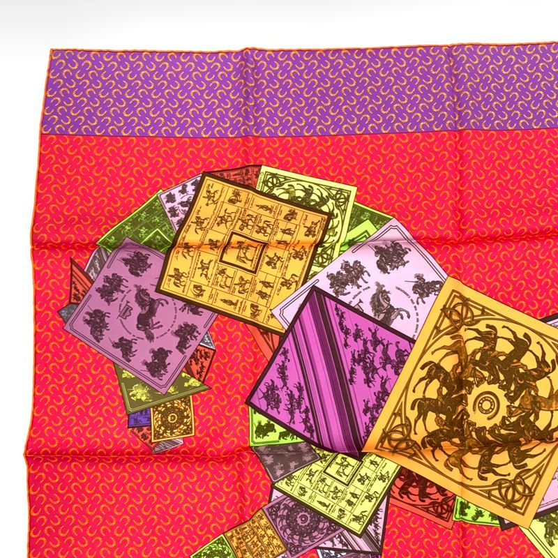 Hermes Carre 90 Cheval SUR MON Carre On Horseback Scarf 100% Silk