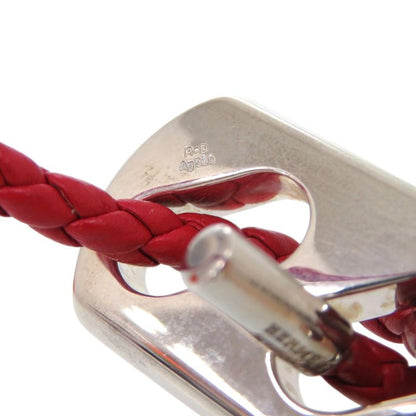 Hermes Leather 925 Silver Red Bracelet 0093 Hermes