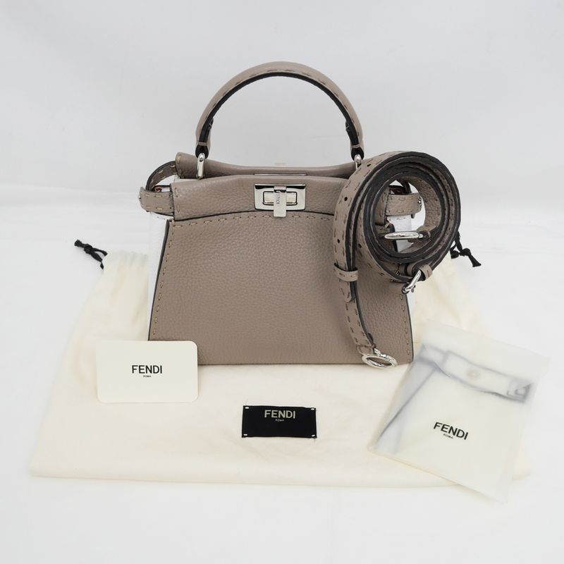 Fendi P-cub-mini Bicolor-gray-x White Handbag Shoulder-8bn244 Women's