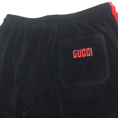 Gucci 587466 Webline Logo Embroidery Velour Shorts Black Red Green S Made In