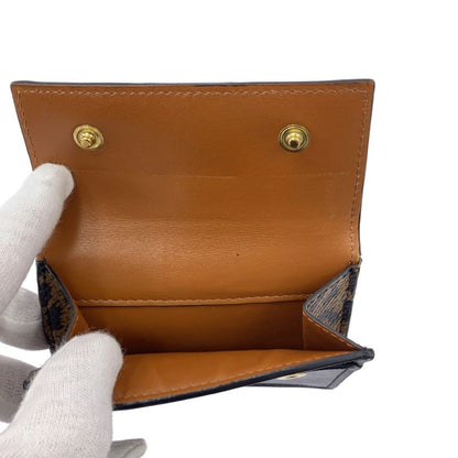 Celine - Leather Triomphe Leopard Compact Wallet - Dark Brown - Women's