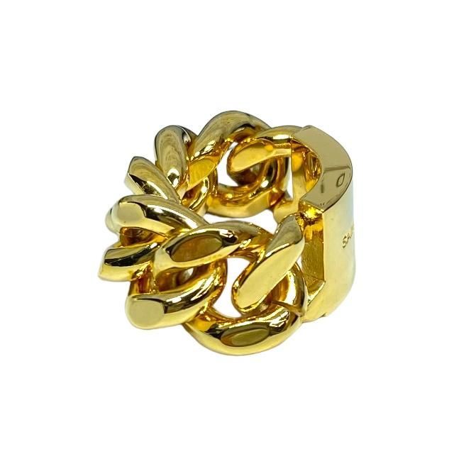 Saint Laurent Chunky Chain Ring Accessories Small Logo GP Gold Size 5 (size 8)