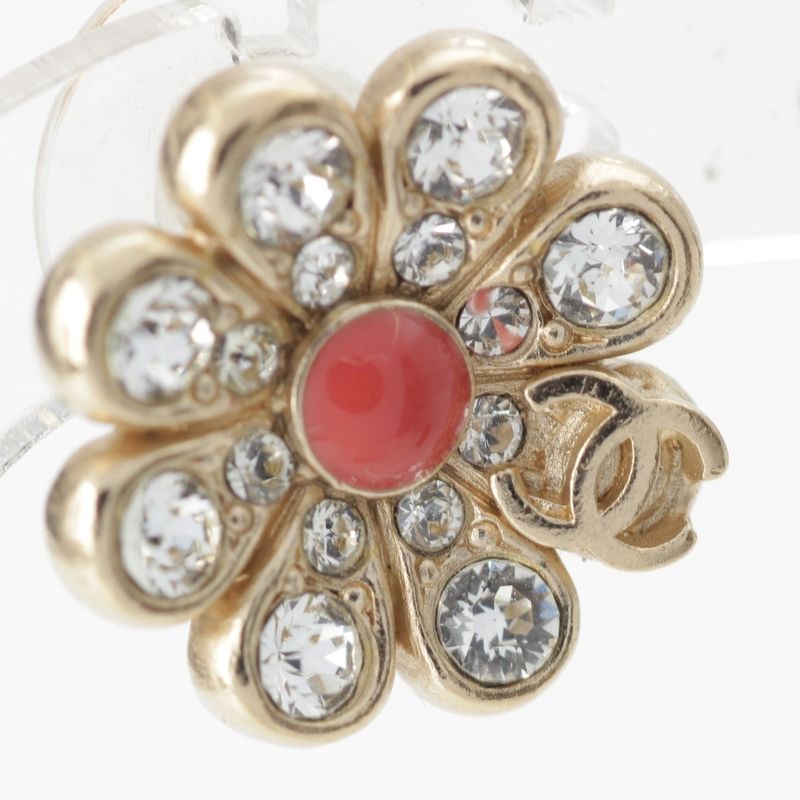 Chanel 18C GP Coco Mark Flower Motif Earrings Accessories Gold
