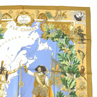 Hermes 1990s Le Canada Indian Canada Indian Carre 90 Silk Scarf