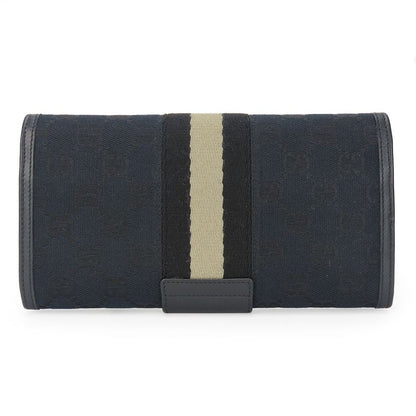 Gucci Long Wallet 035.0416.2180 Webline GG Canvas Black Fold Classic Women Men