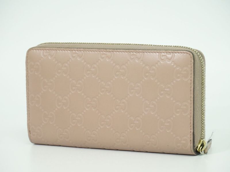 Authentic Gucci Ribbon Round Zipper Long Wallet Long Wallet Guccissima Leather