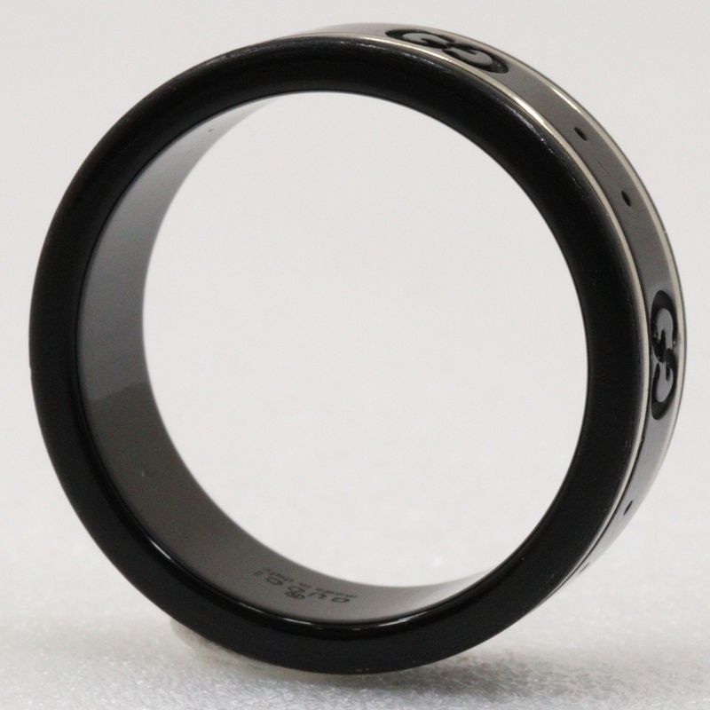 Gucci Icon Thin Band 18kwhite Gold × Corundum 14.5 Black Unisex 2.2g Ring