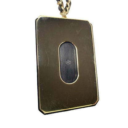 Chanel Ab6421 B06189 Nd228 Chain Necklace Card Case Black Gold Hardware with