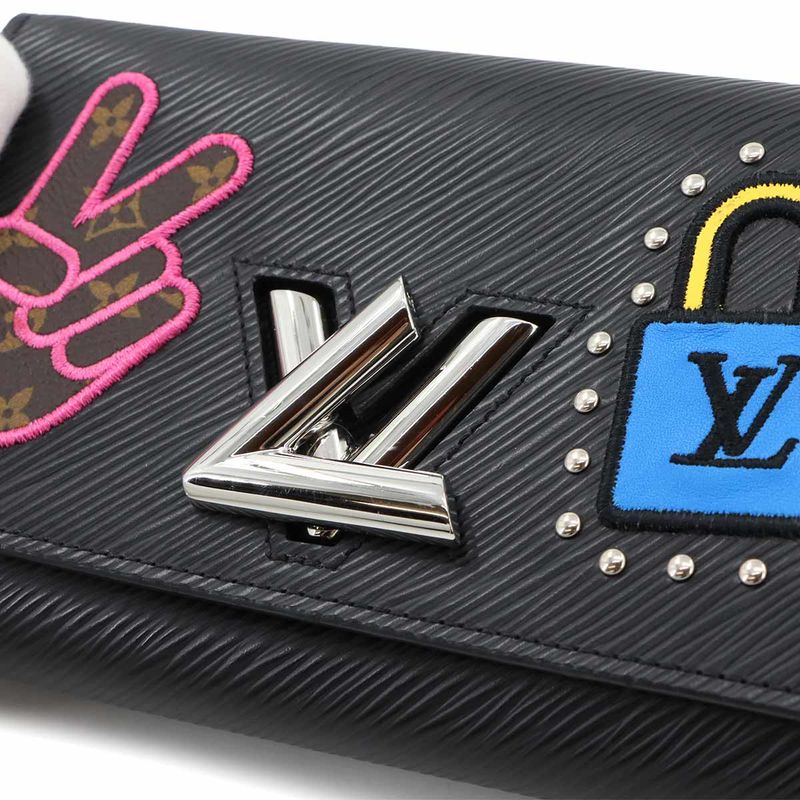 Louis Vuitton LV Stories Epi Portefeuille Twisted Chain Wallet Foldable Long