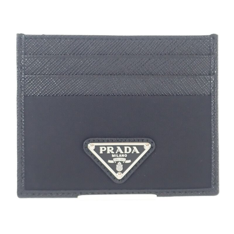 Prada Re-nylon X Saffiano Leather 2mc025_2dmh_f0002 Card Case Nylon Black
