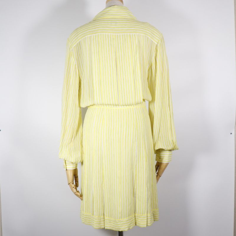 Chanel Shirt Dress Straps P61108v46519 Silk Yellow Ladies Dress