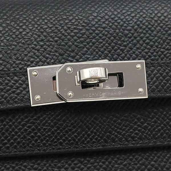 Hermes Long Wallet Kelly Wallet Long Vaux Epson Black Silver Hardware Black B