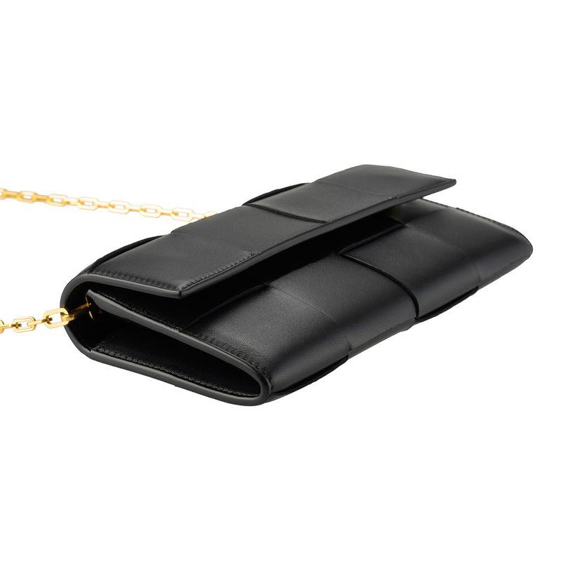Bottega Veneta Long Wallet Leather Chain Wallet Nero