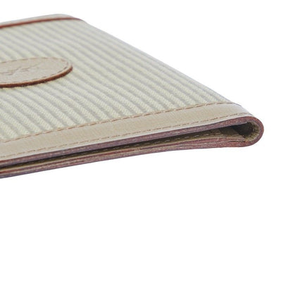 Saint Laurent YSL Logo Card Case Pass Case Beige Leather Canvas Women Saint