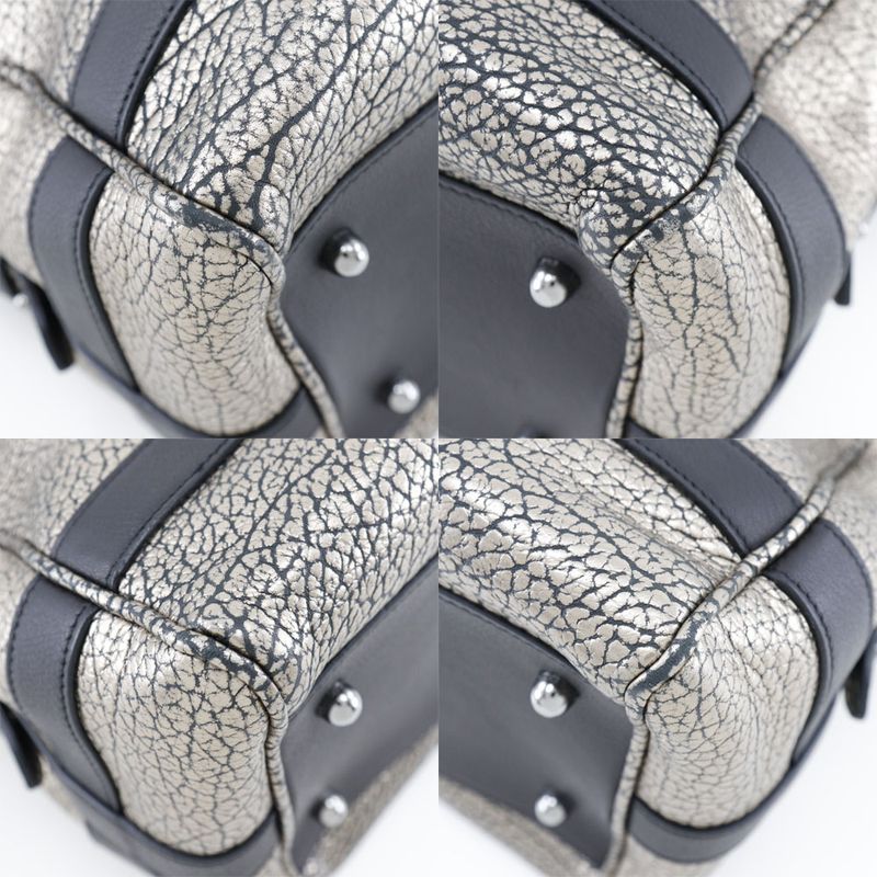 Loewe 2WAY Shoulder Mini Boston Calf Black/silver Ladies Handbag