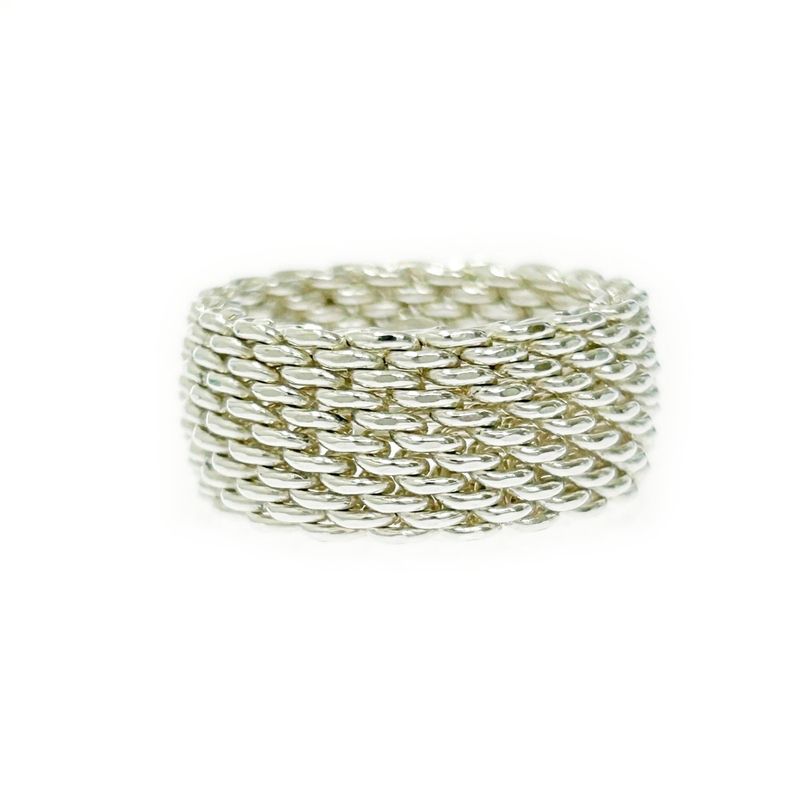 Tiffany & Co Silver Somerset Mesh Ring 8.6g 925 Engraved 412133 Ring