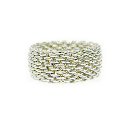 Tiffany & Co Silver Somerset Mesh Ring 8.6g 925 Engraved 412133 Ring