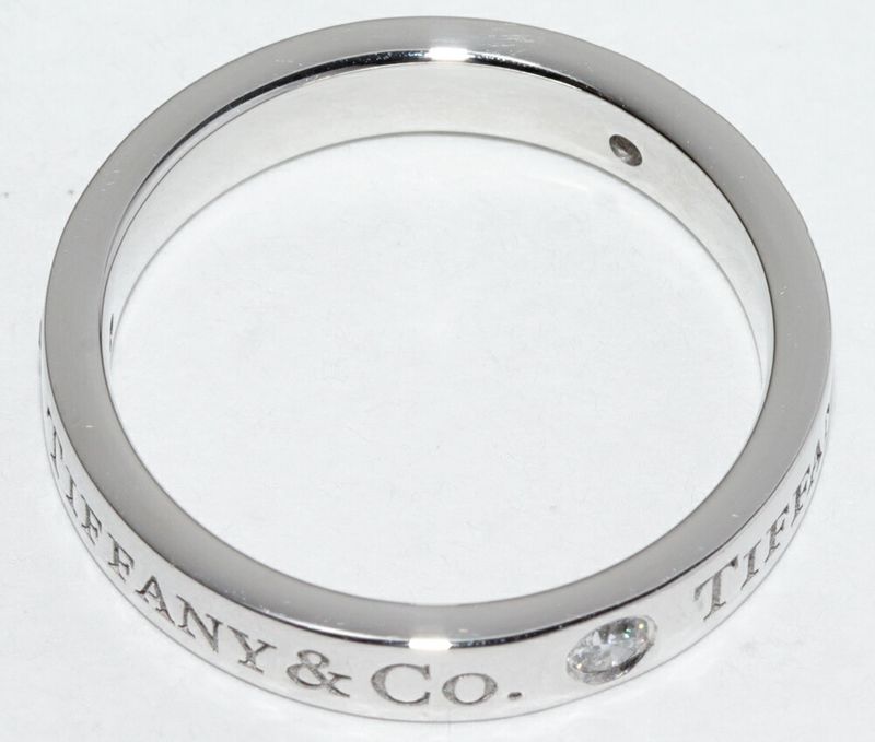 Tiffany & Co Ring Pt950 Diamond 3P (007ct) T&CO Band Ring With Flat Band Ring