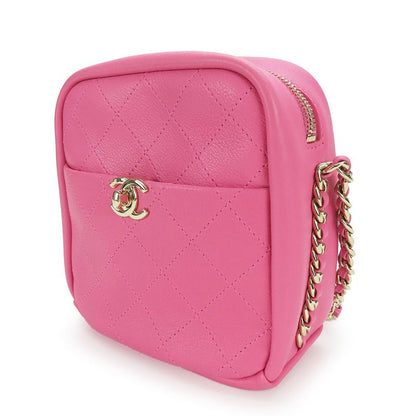 Chanel Shoulder Bag Matelasse Chain Leather Pink Gold Hardware Crossbody Coco