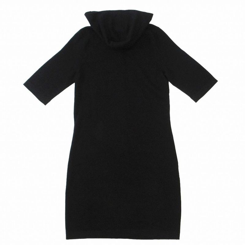 Chanel P78647k11372 Half Zip Cashmere Blend Dress Coco Logo Button Black Size
