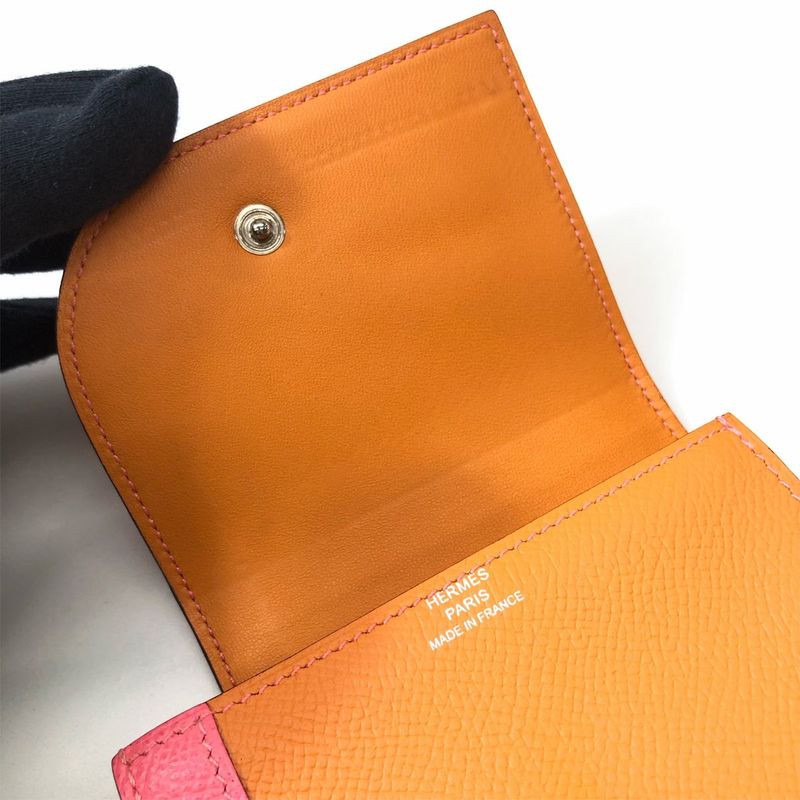 Hermes Camaille Mini Coin Case Veau Epsom Orange Pink