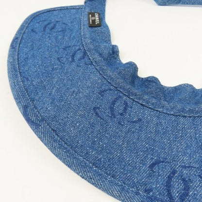 Chanel CC Denim Hat Sun Visor Ribbon Tie Wide Brim Bucket Cap Vintage