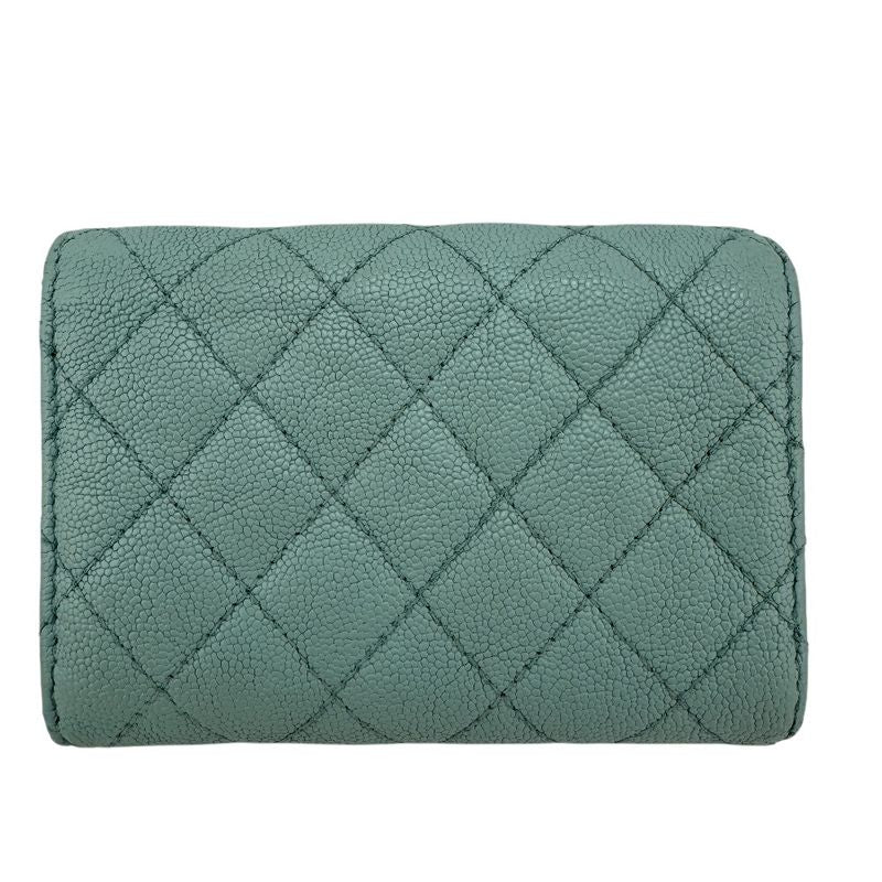Chanel Boy Chanel Mint Trifold Wallet Branded Coin Purse Bill Blue Ladies