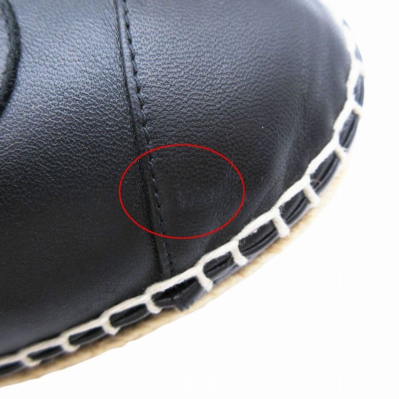 Chanel Coco Mark 20s Leather Sandals Women's Black G36184 Espadrilles Size 23cm