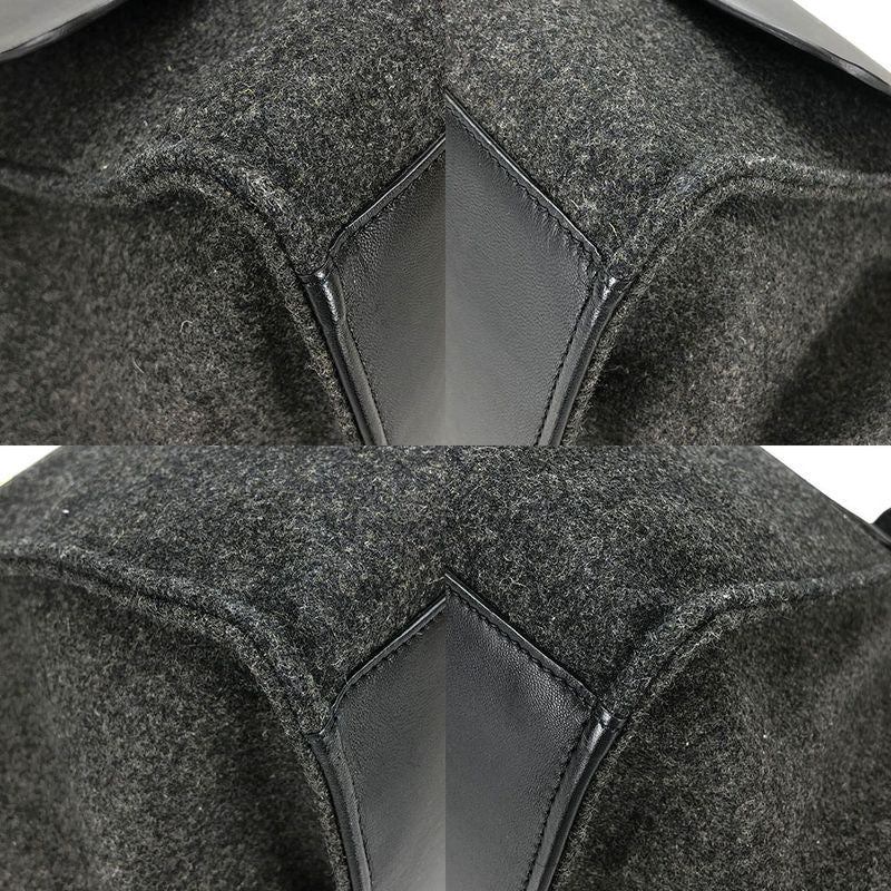 Celine Handbag Trapeze Leather Wool Black Gray Shoulder Women Celine