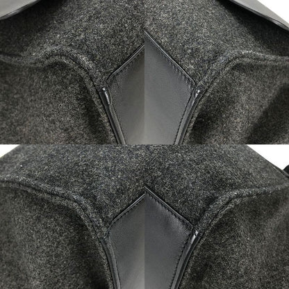 Celine Handbag Trapeze Leather Wool Black Gray Shoulder Women Celine