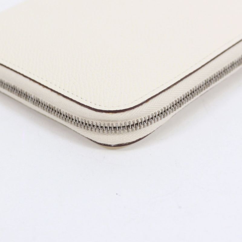 Hermes Azap Long Classic Machete Vaux Epson Off White Wallet Silver