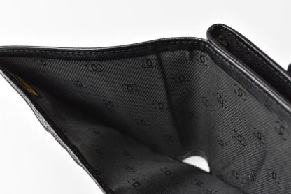 Chanel 4128 Bifold Wallet Genuine Leather Black Cles Deuce