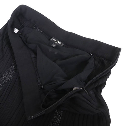 CHANEL P72907k10467 One Point Coco Mark Long Pleated Skirt Black 38 Made In