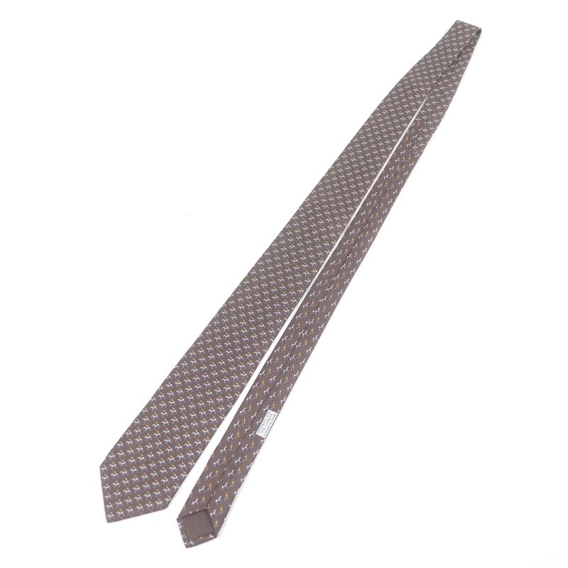 Hermes 625657 100% Silk Jockey&toy Horse All Over Regular Tie Brown With Box
