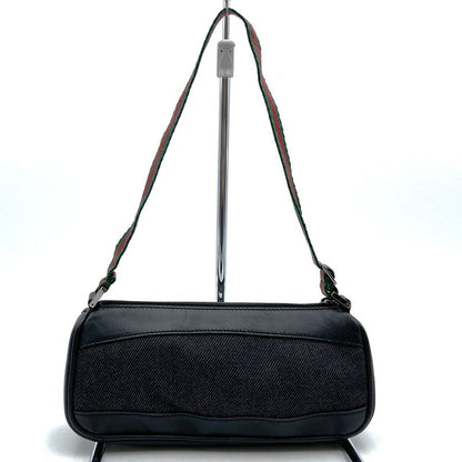 Gucci 92820 Pouch Handbag Black Canvas Sherry Line Women's Men's Fashion
