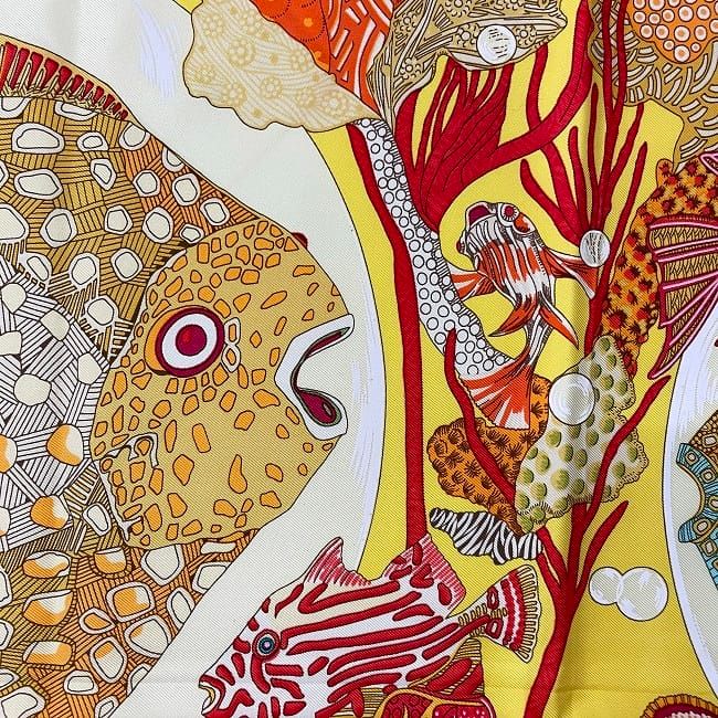 Hermes Scarf Carré 90 Yellow Orange Grands Fonds