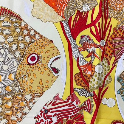 Hermes Scarf Carré 90 Yellow Orange Grands Fonds