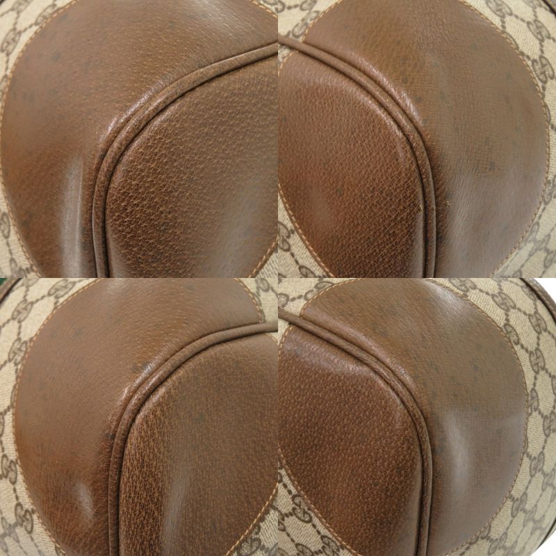 Gucci Old Gucci GG Plus Sherry Line 001 25 424 GG Supreme Brown Boston Bag 1092