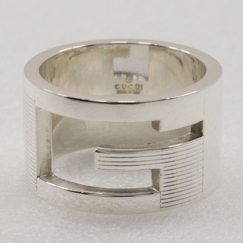 Gucci Branded G Wide Ring Silver 925 Size 12 Ladies 10.8g Ring