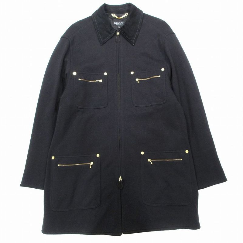 Gucci Tom Ford Period Vintage Gold Button Suede Switching Knit Jacket Outerwear