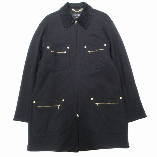 Gucci Tom Ford Period Vintage Gold Button Suede Switching Knit Jacket Outerwear