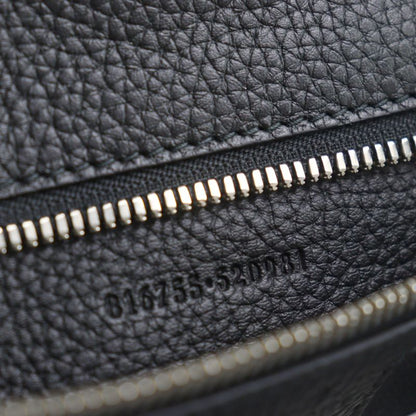 Gucci 816755 Web Stripe Leather Flap Business Case Clutch Bag Black Storage