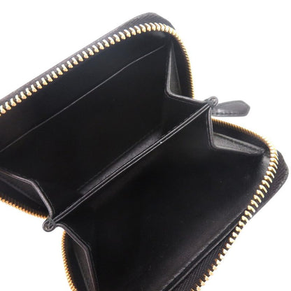 Prada Round Zipper 1mm (004in)268 Leather Gold Hardware Black Coin Case Wallet