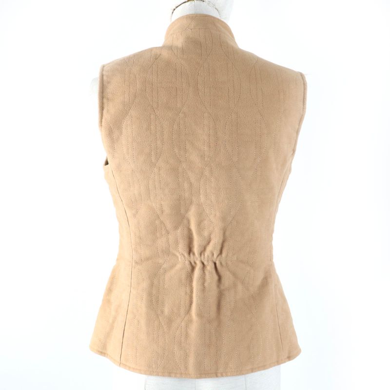 Hermes 100% Cotton Serie Button H Motif Padded Zip Up Padded Vest Beige 36 Made