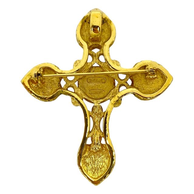 Dior Necklace Brooch 2way Necklace Top Pendant Top Faux Pearl Gold Logo