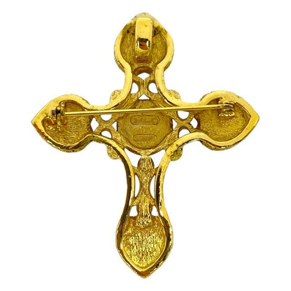 Dior Necklace Brooch 2way Necklace Top Pendant Top Faux Pearl Gold Logo