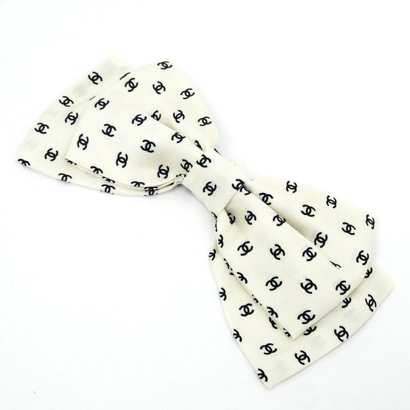 Chanel Valletta Aaa821 Ribbon White Logo COCO Silver-hardware Hair
